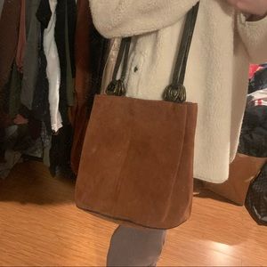 Faux Suede Boho Bucket Bag